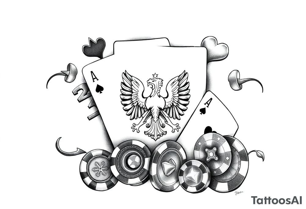 Poland symbol and poker cards Add casino money to it. tattoo idea