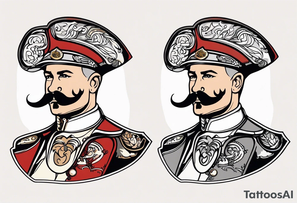 old school tattoo of hussar with mustash tattoo idea