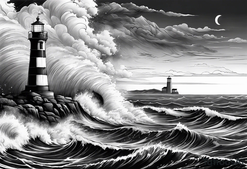 lighthouse in a storm tattoo idea