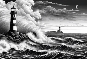 lighthouse in a storm tattoo idea