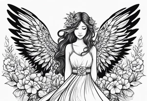 Loss of loved one due to mental health, include word brave , flowers, angel wings tattoo idea