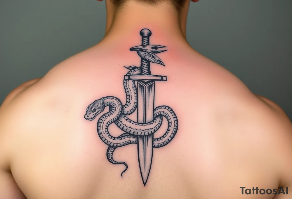 snake crawls on a sword. tattoo idea
