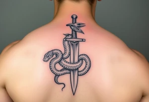 snake crawls on a sword. tattoo idea