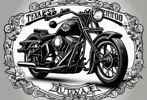 Traditional style incorporating world travel, Texas, Colorado and motorcycles tattoo idea