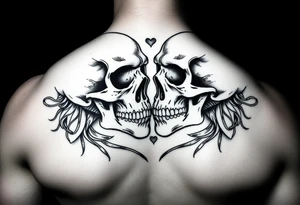 kissing skulls tattoo idea