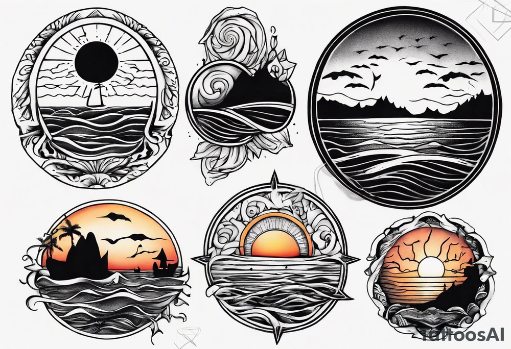 Sunset over the sea tattoo idea