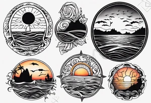 Sunset over the sea tattoo idea