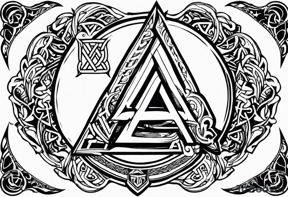 Valhalla sword 
shield axe Valknut tattoo idea