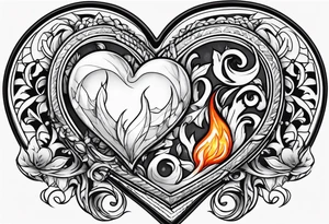 A heart that is covered in ice and also on fire tattoo idea