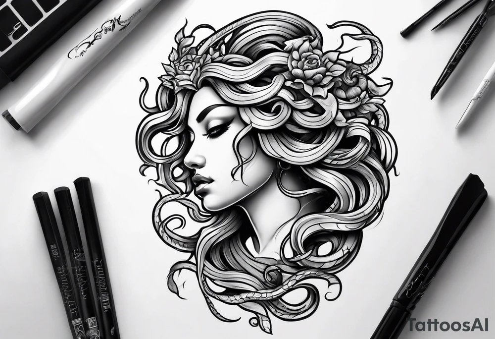 depressed medusa tattoo idea