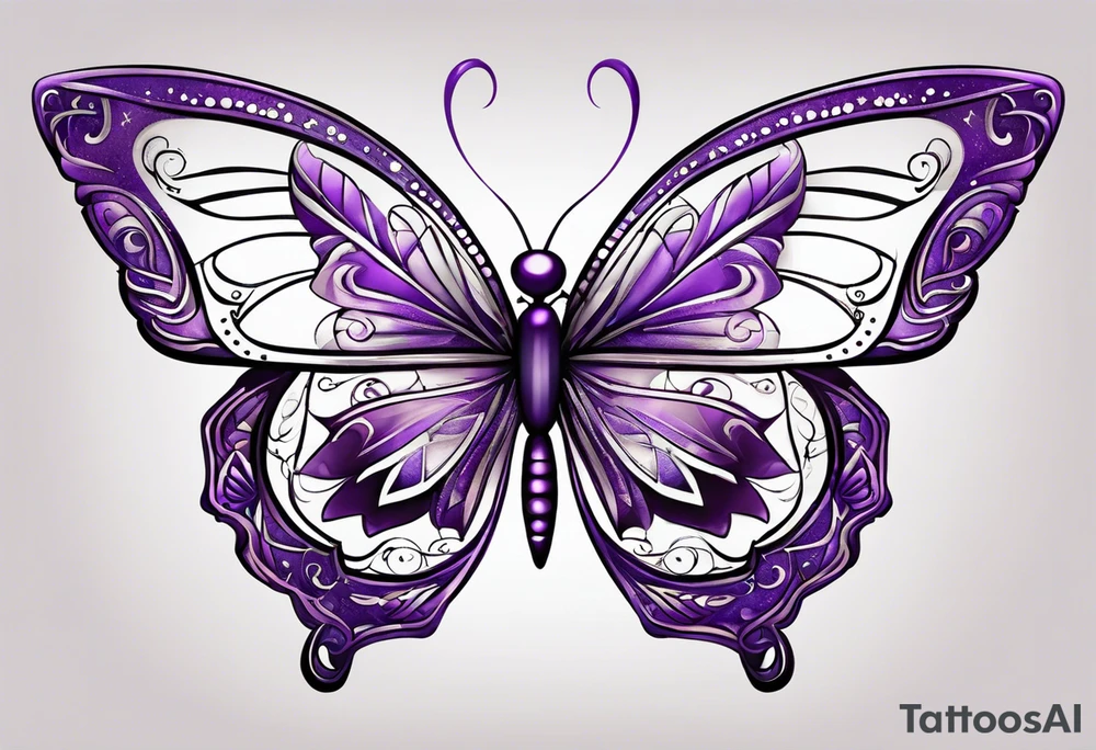 Purple butterfly with Nan written in tattoo idea