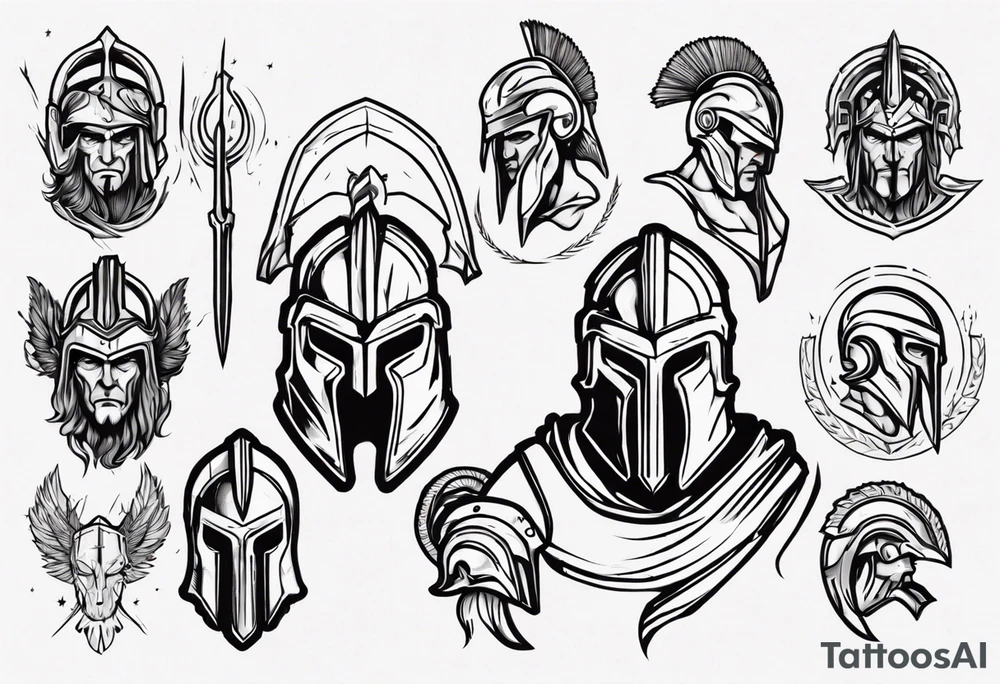 ultra-fine line linework vector of a spartan tattoo idea ultra-fine line linework vector of a spartan tattoo idea