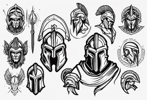 ultra-fine line linework vector of a spartan tattoo idea