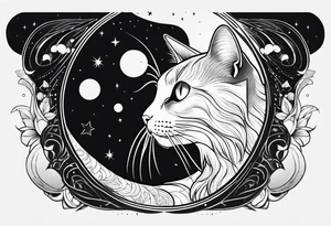 cat, space, rounded tattoo idea