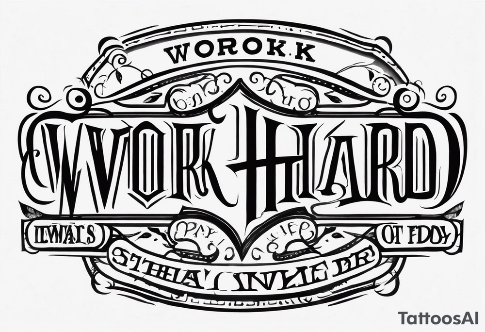 I want a tattoo containing the following two words "work hard" and "play hard". tattoo idea
