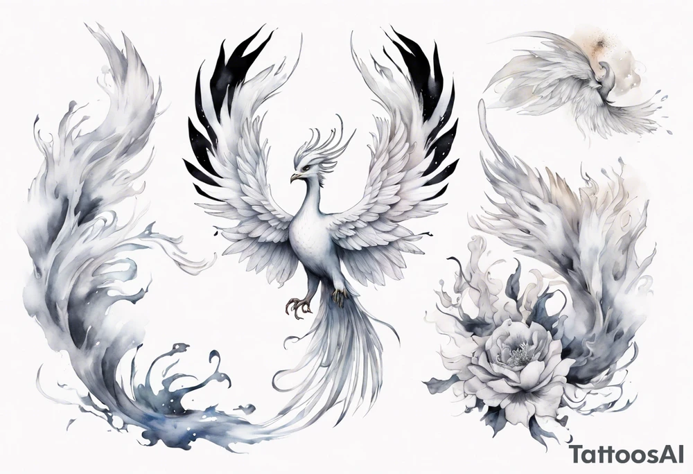 a white phoenix wearing a diadem tattoo idea