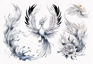 a white phoenix wearing a diadem tattoo idea