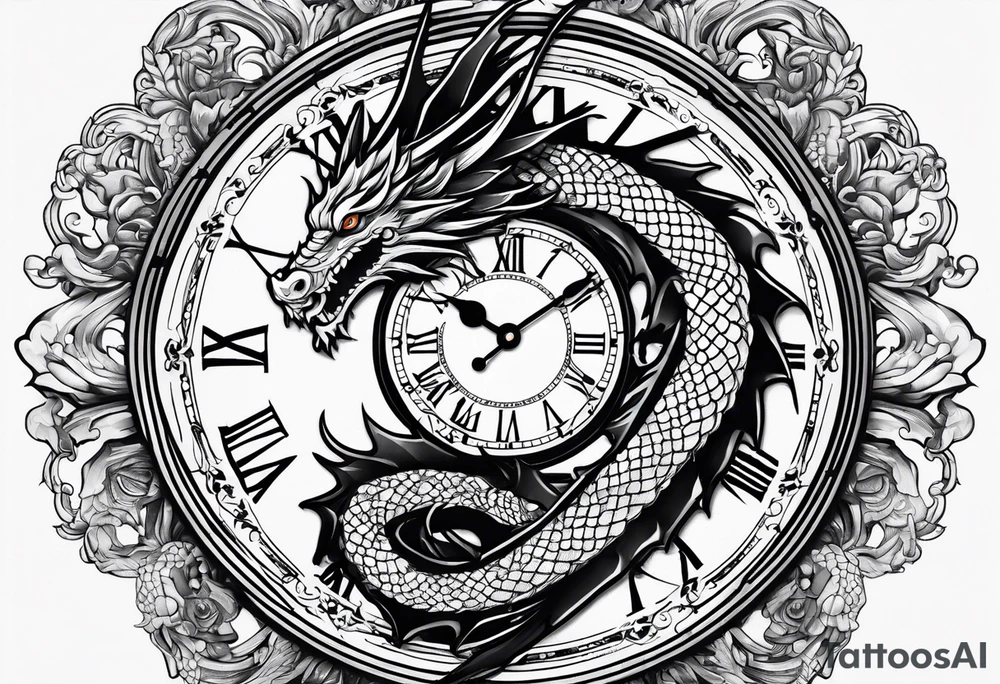 Clock with dragon tattoo idea