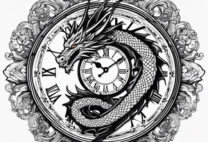 Clock with dragon tattoo idea