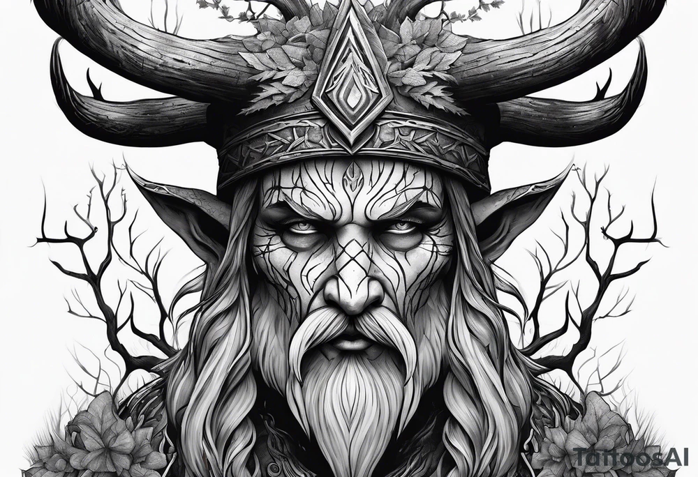 Leshy with birch bark skin tattoo idea