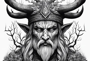 Leshy with birch bark skin tattoo idea