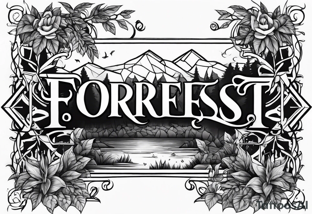 the word forrest with vines tattoo idea