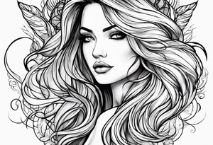 long hair flowing tattoo idea