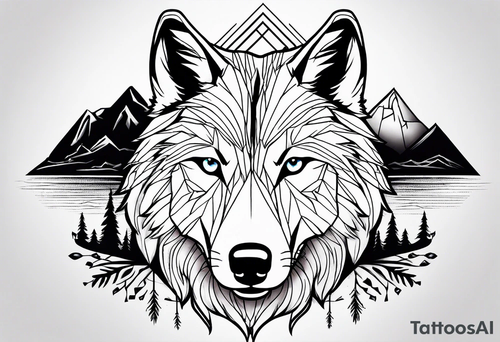 Mountains, wolf in it tattoo idea