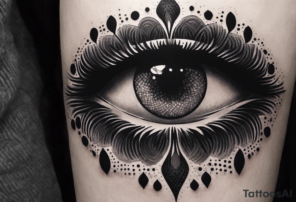 Design a tattoo resembling psychodelic experience, mysterious and a bit scary tattoo idea