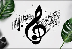 Simple minimalist tattoo in the style of single needle art depicting musical notes in the letters “l” and “r” tattoo idea
