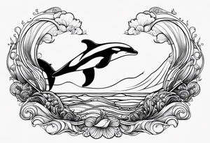 Killer whale outline with no shading tattoo idea
