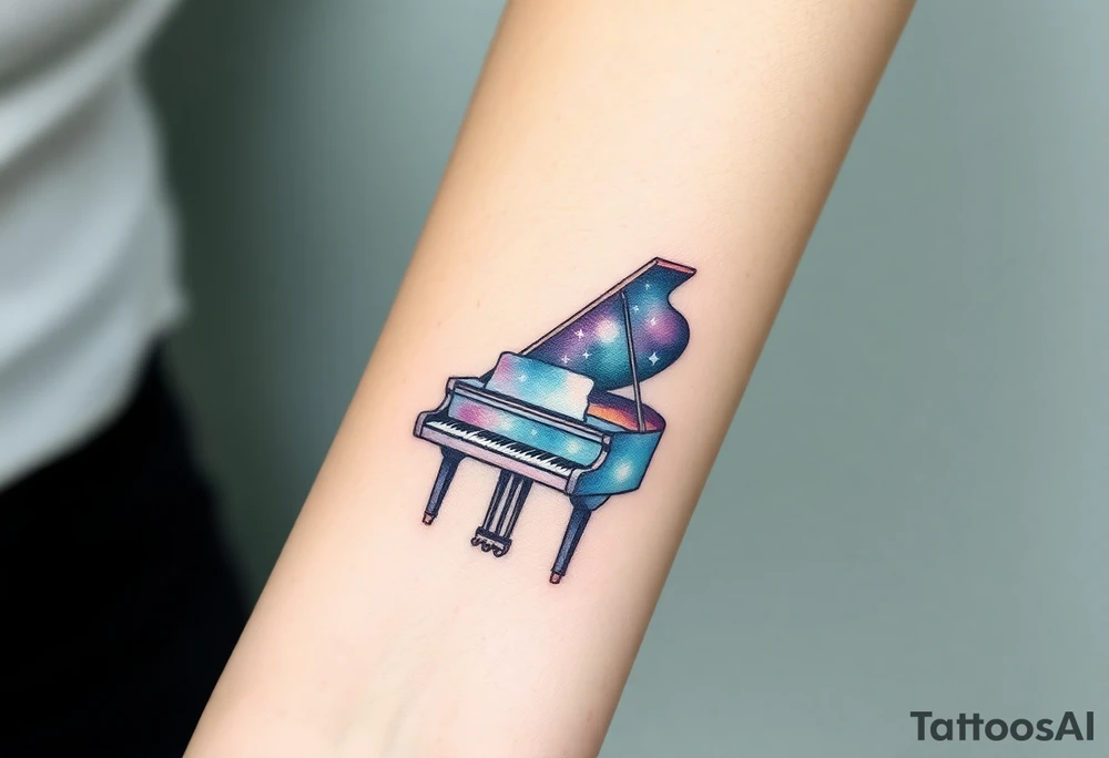 dreamy piano under the stars tattoo idea