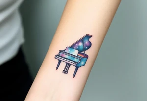 dreamy piano under the stars tattoo idea