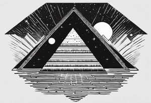 I want a tattoo of the Big Bang with a black hole and inside the black hole I want the pyramids of Giza. tattoo idea