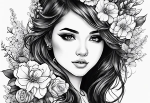 cute girl with baby's breath flower tattoo idea