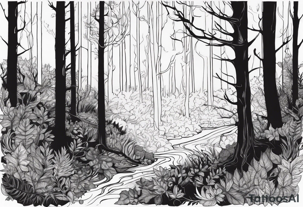 Living forest transitioning to a dead forest tattoo idea
