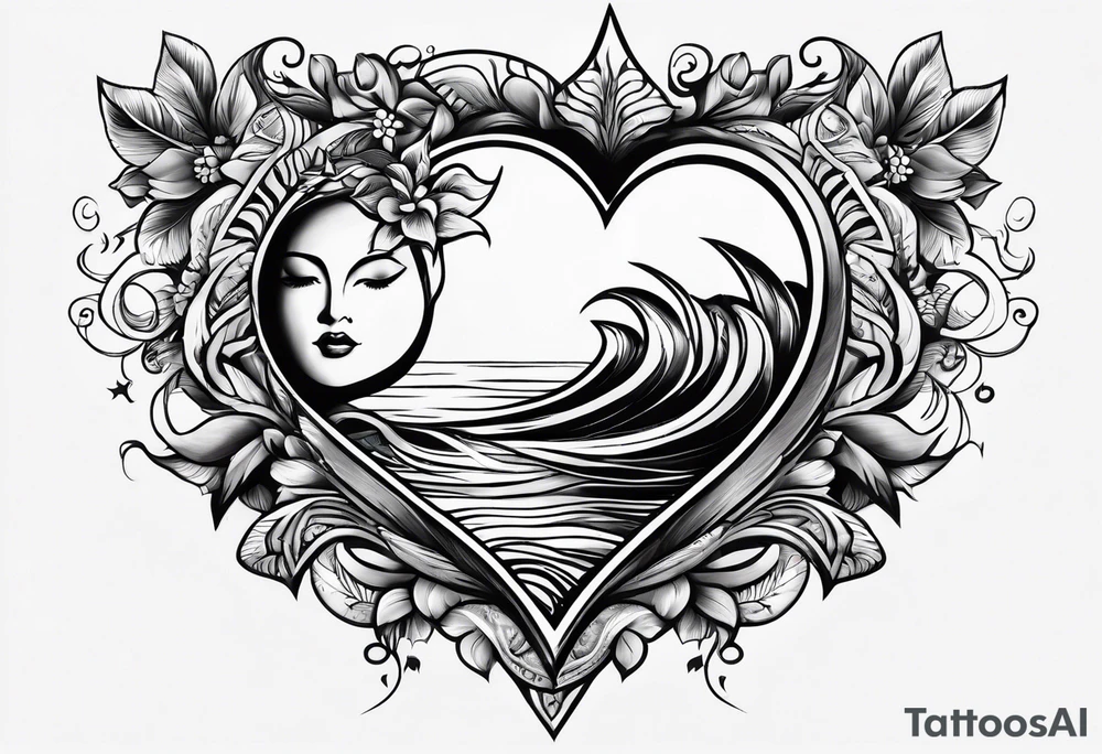 un corazon adentro el sol y el mar tattoo idea