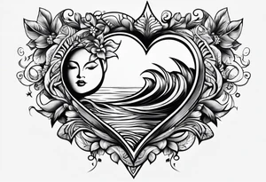 un corazon adentro el sol y el mar tattoo idea
