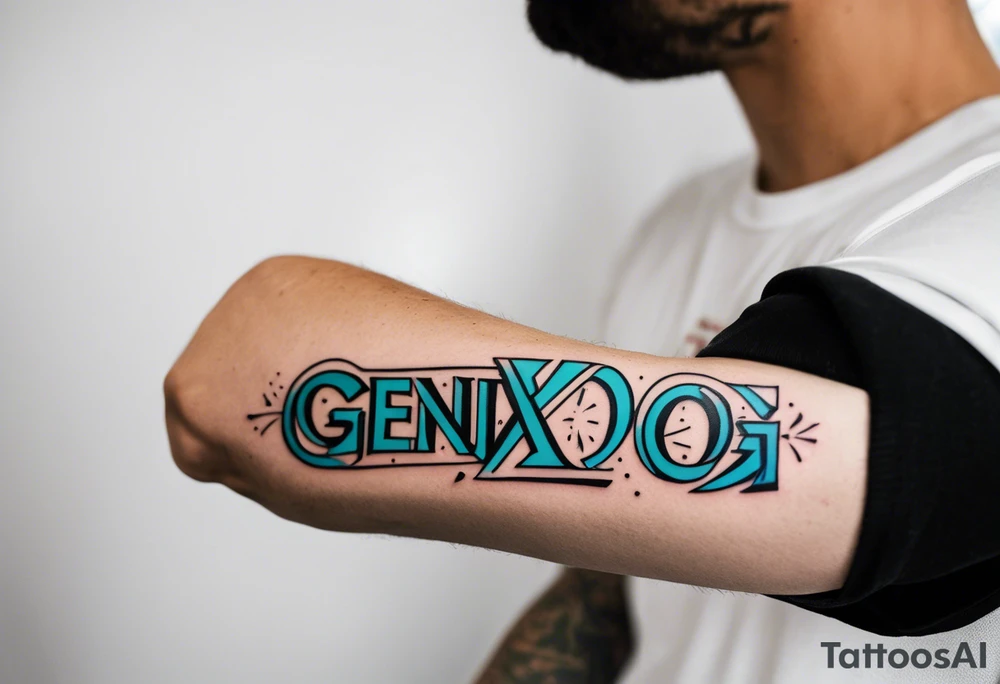 color forearm tattoo that says  GenX OG tattoo idea