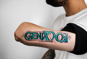 color forearm tattoo that says  GenX OG tattoo idea