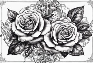 roses with a cross in the middle tattoo idea