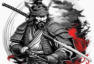samurai holding sward tattoo idea