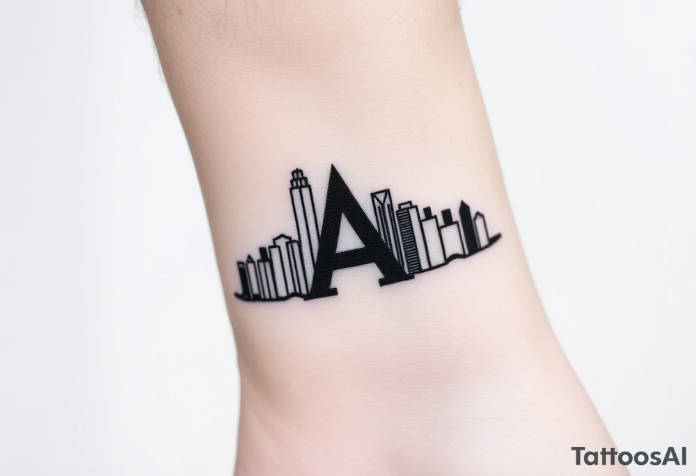 Atlanta city skyline with the A logo tattoo idea
