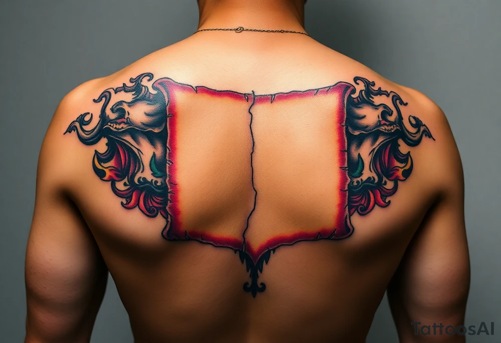 Scroll of aged parchment paper tattoo idea