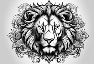 majesty of lion & snake features tattoo idea