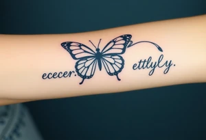 ethereal butterfly with flowing silk ribbons in moonlight tattoo idea
