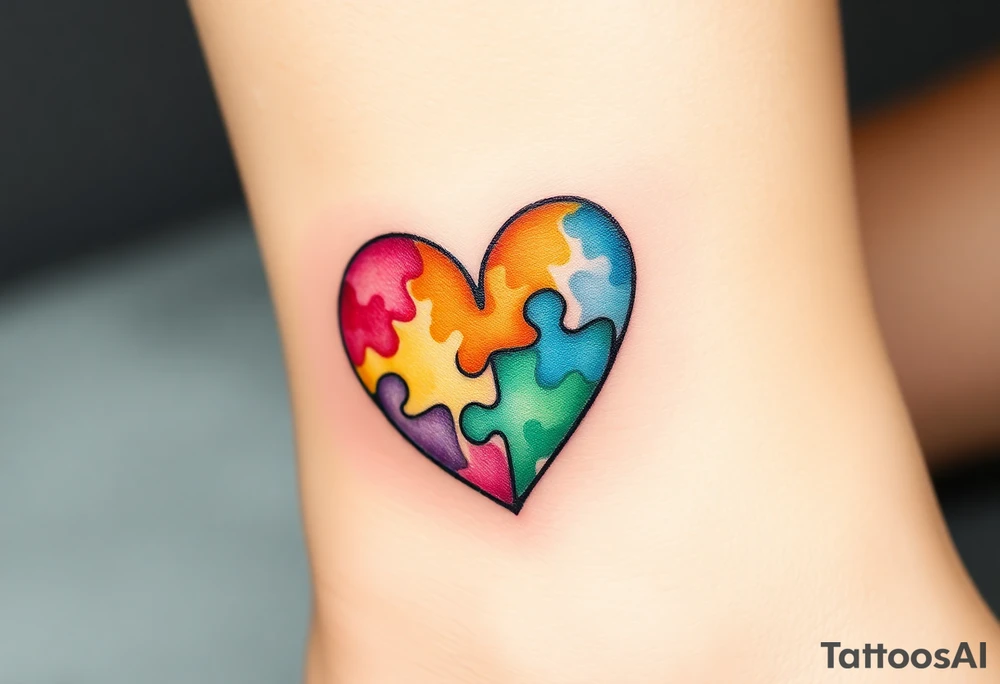 autism heart puzzle shape symbol tattoo idea