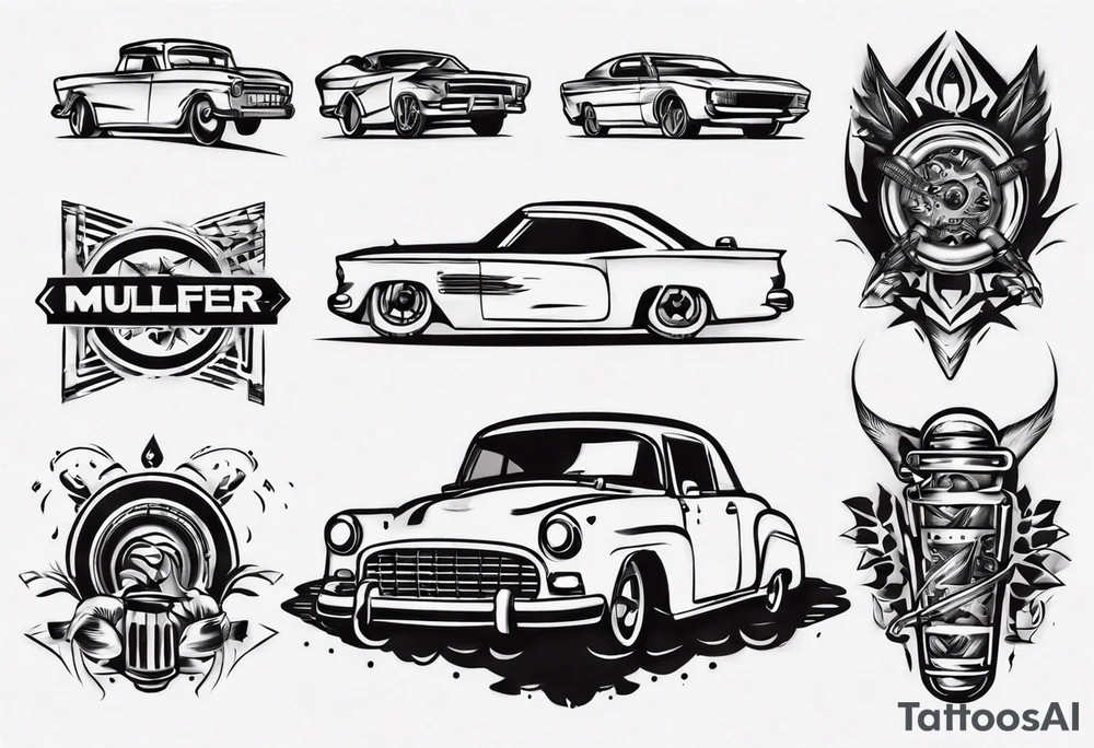 Car muffler tattoo idea