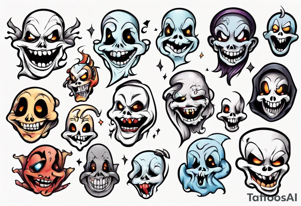 ghost face cartoon tattoo idea