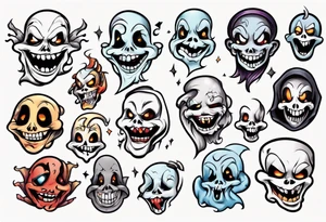 ghost face cartoon tattoo idea